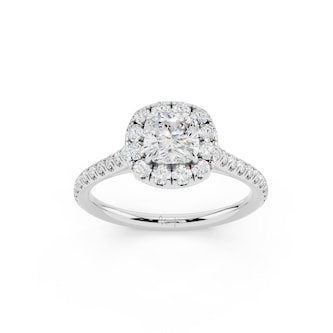 WOS Platinum 0.50cttw Diamond Cushion Cut Halo Engagement Ring