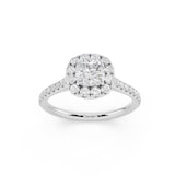 WOS Platinum 0.50cttw Diamond Cushion Cut Halo Engagement Ring  - Ring Size 5.5