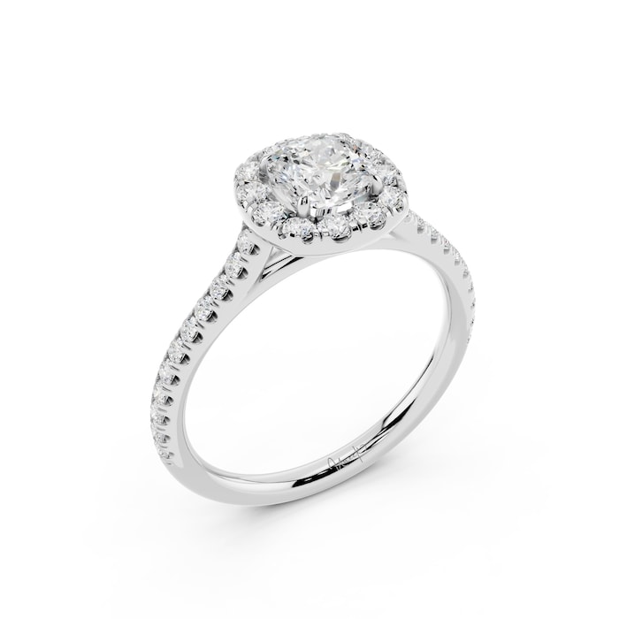 WOS Platinum 0.50cttw Diamond Cushion Cut Halo Engagement Ring  - Ring Size 5.5