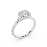 WOS Platinum 0.50cttw Diamond Cushion Cut Halo Engagement Ring  - Ring Size 5.5
