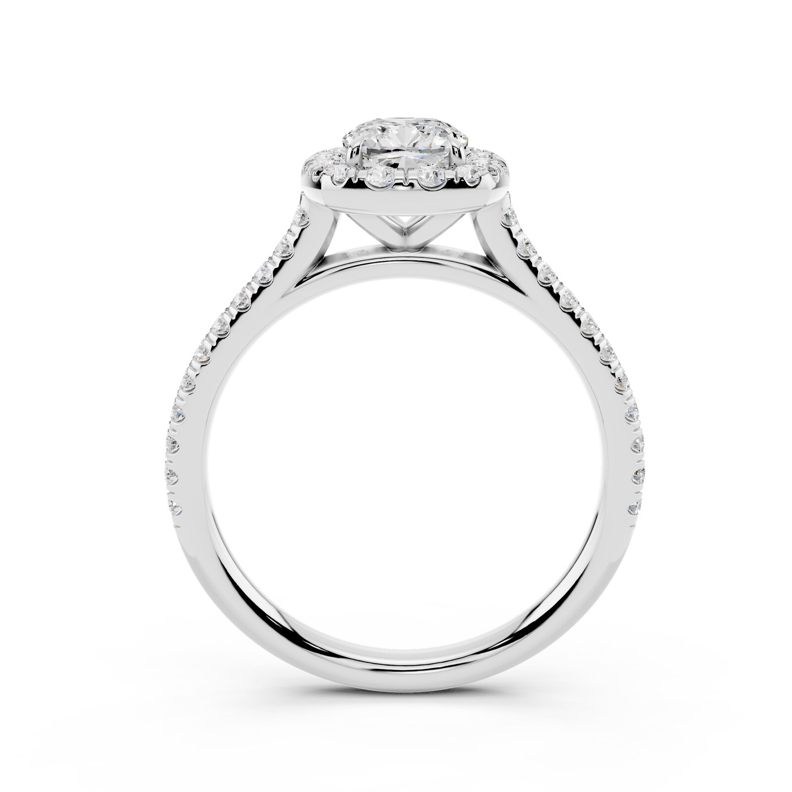 WOS Platinum 0.50cttw Diamond Cushion Cut Halo Engagement Ring  - Ring Size 5.5