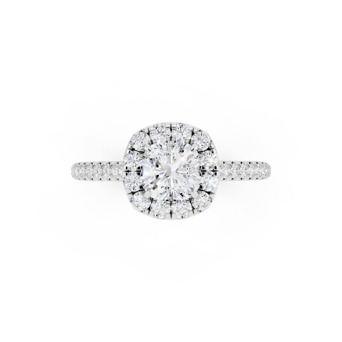 WOS Platinum 0.50cttw Diamond Cushion Cut Halo Engagement Ring  - Ring Size 5.5
