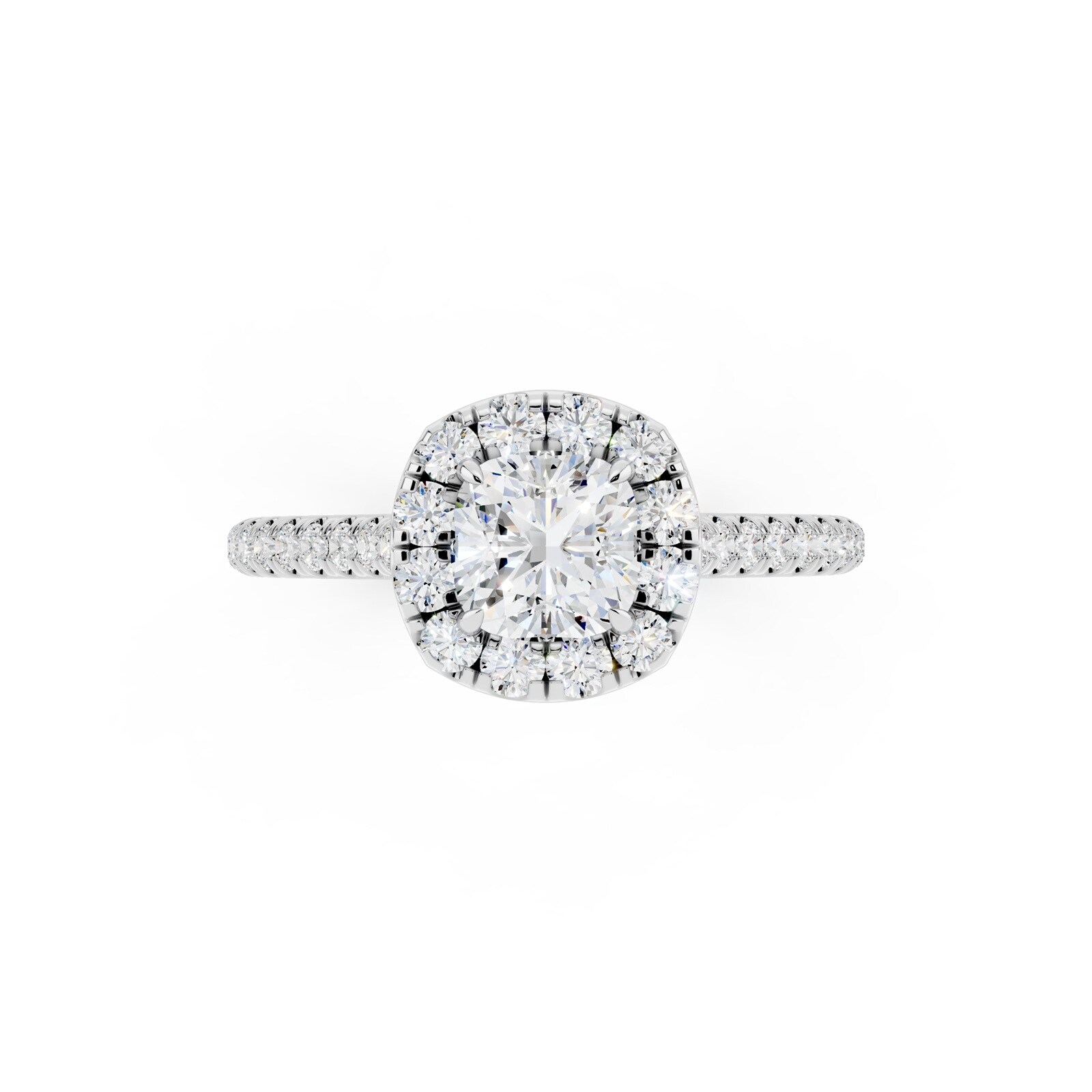 WOS Platinum 0.50cttw Diamond Cushion Cut Halo Engagement Ring  - Ring Size 5.5