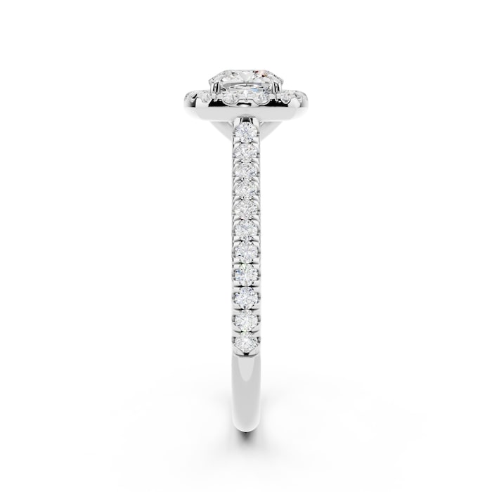 WOS Platinum 0.50cttw Diamond Cushion Cut Halo Engagement Ring  - Ring Size 5.5