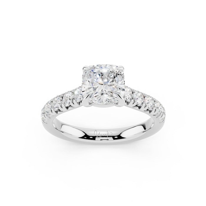 WOS Platinum 1.00cttw Diamond Cushion Cut Engagement Ring