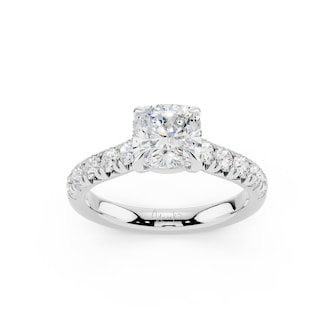 WOS Platinum 1.00cttw Diamond Cushion Cut Engagement Ring