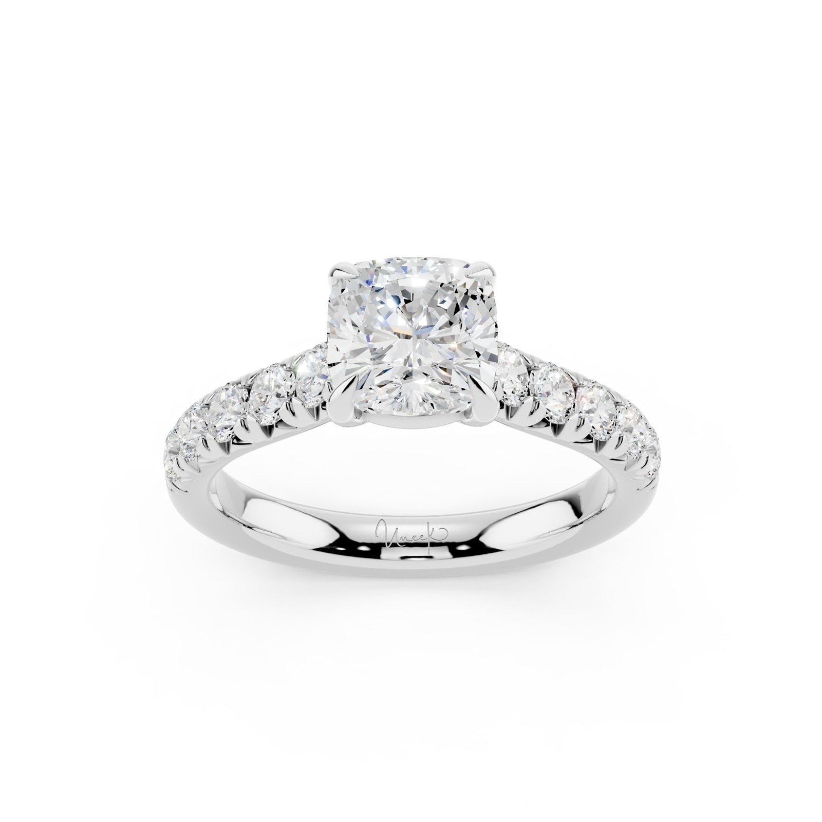 WOS Platinum 1.00cttw Diamond Cushion Cut Engagement Ring