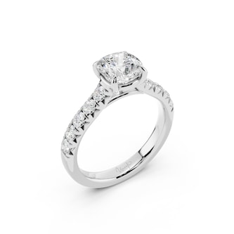 WOS Platinum 1.00cttw Diamond Cushion Cut Engagement Ring