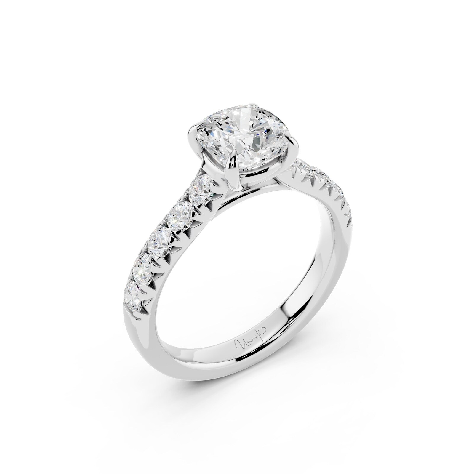 WOS Platinum 1.00cttw Diamond Cushion Cut Engagement Ring