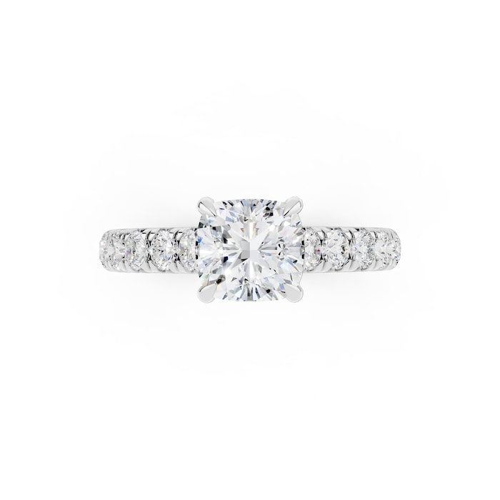 WOS Platinum 1.00cttw Diamond Cushion Cut Engagement Ring