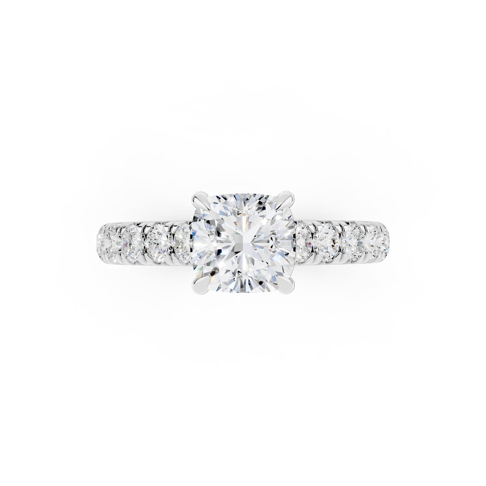 WOS Platinum 1.00cttw Diamond Cushion Cut Engagement Ring