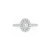 WOS Platinum 0.50cttw Diamond Oval Cut Halo Engagement Ring