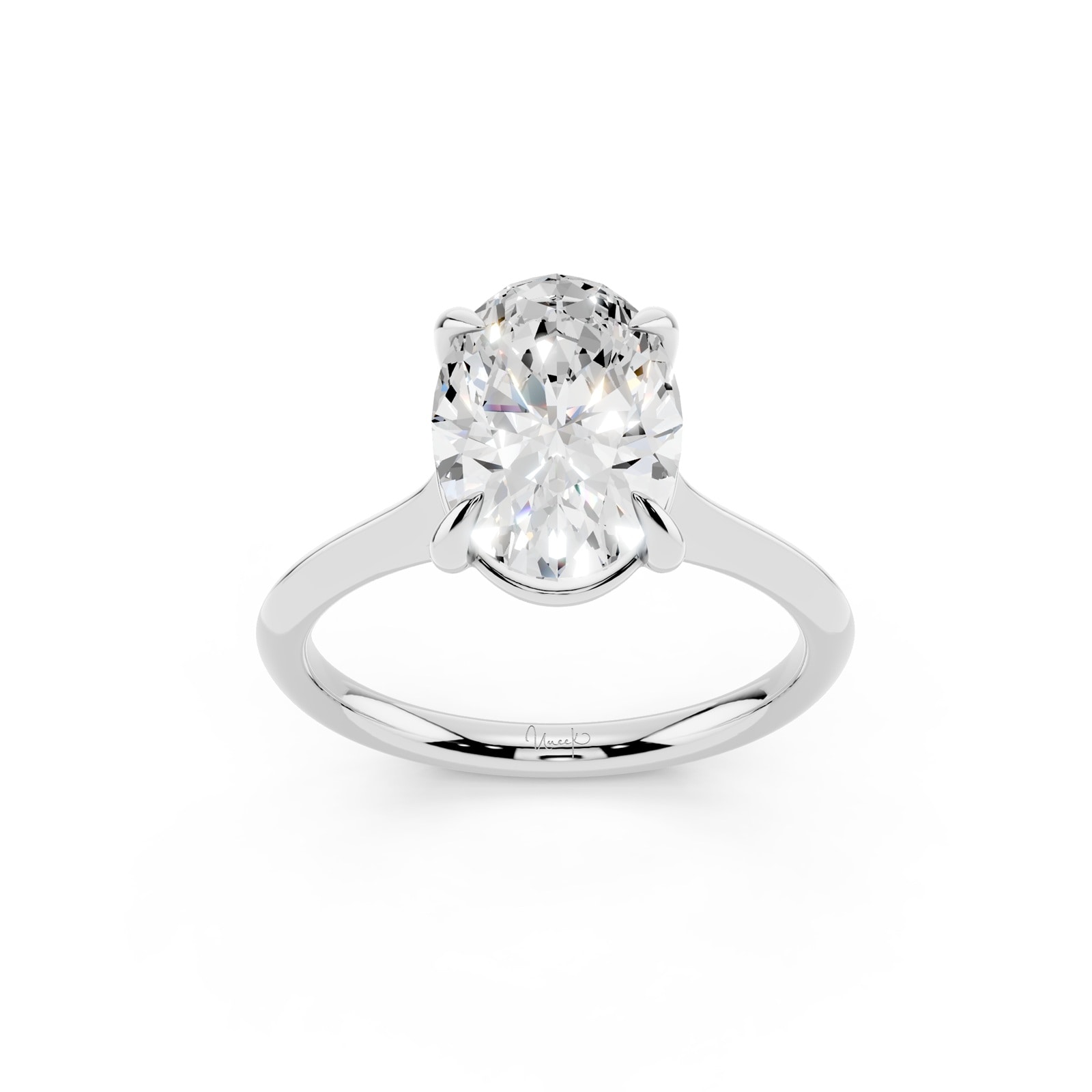 WOS Platinum 2.00cttw Diamond Oval Cut Solitaire Engagement Ring