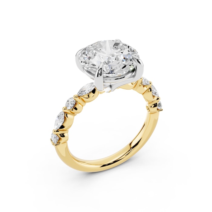 WOS 18K Yellow Gold 3.00cttw Diamond Mixed Cut Engagement Ring