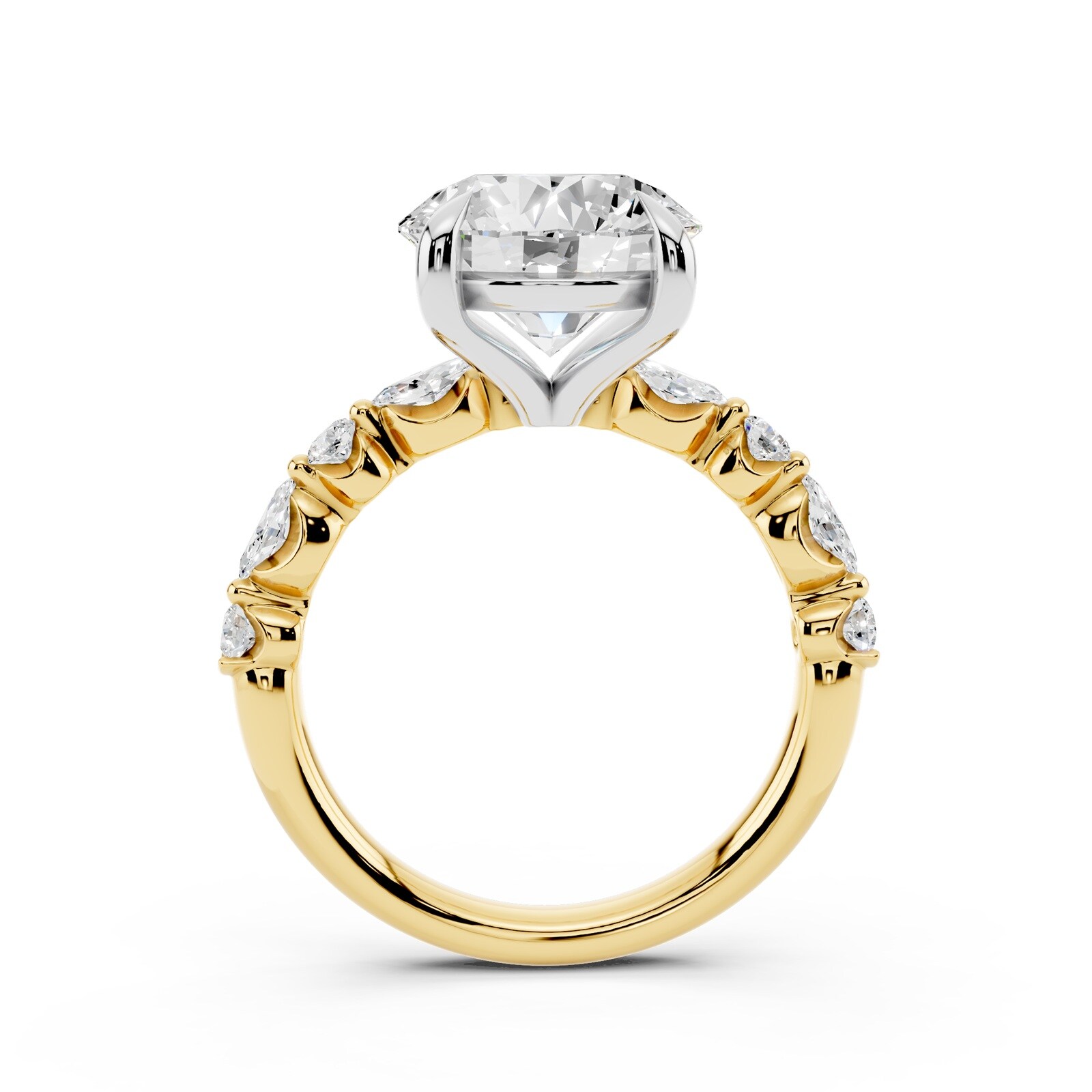 WOS 18K Yellow Gold 3.00cttw Diamond Mixed Cut Engagement Ring