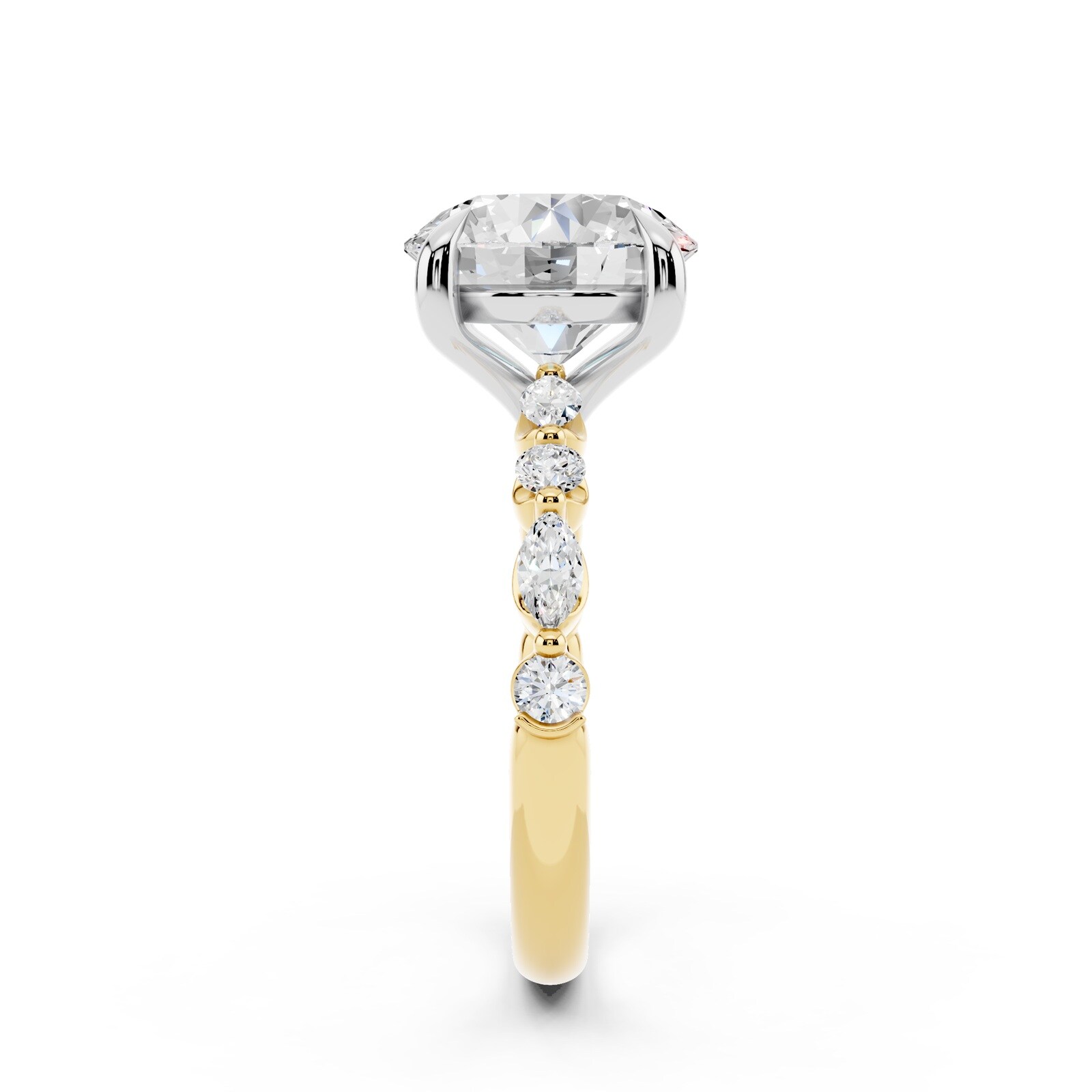 WOS 18K Yellow Gold 3.00cttw Diamond Mixed Cut Engagement Ring