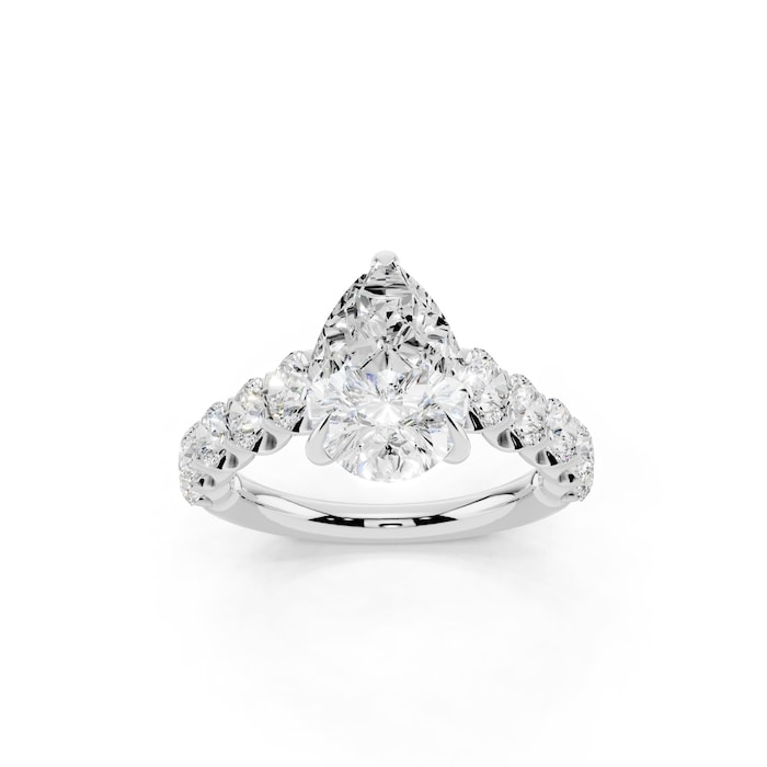 WOS Platinum 2.50cttw Diamond Pear Cut Engagement Ring - Ring Size 4
