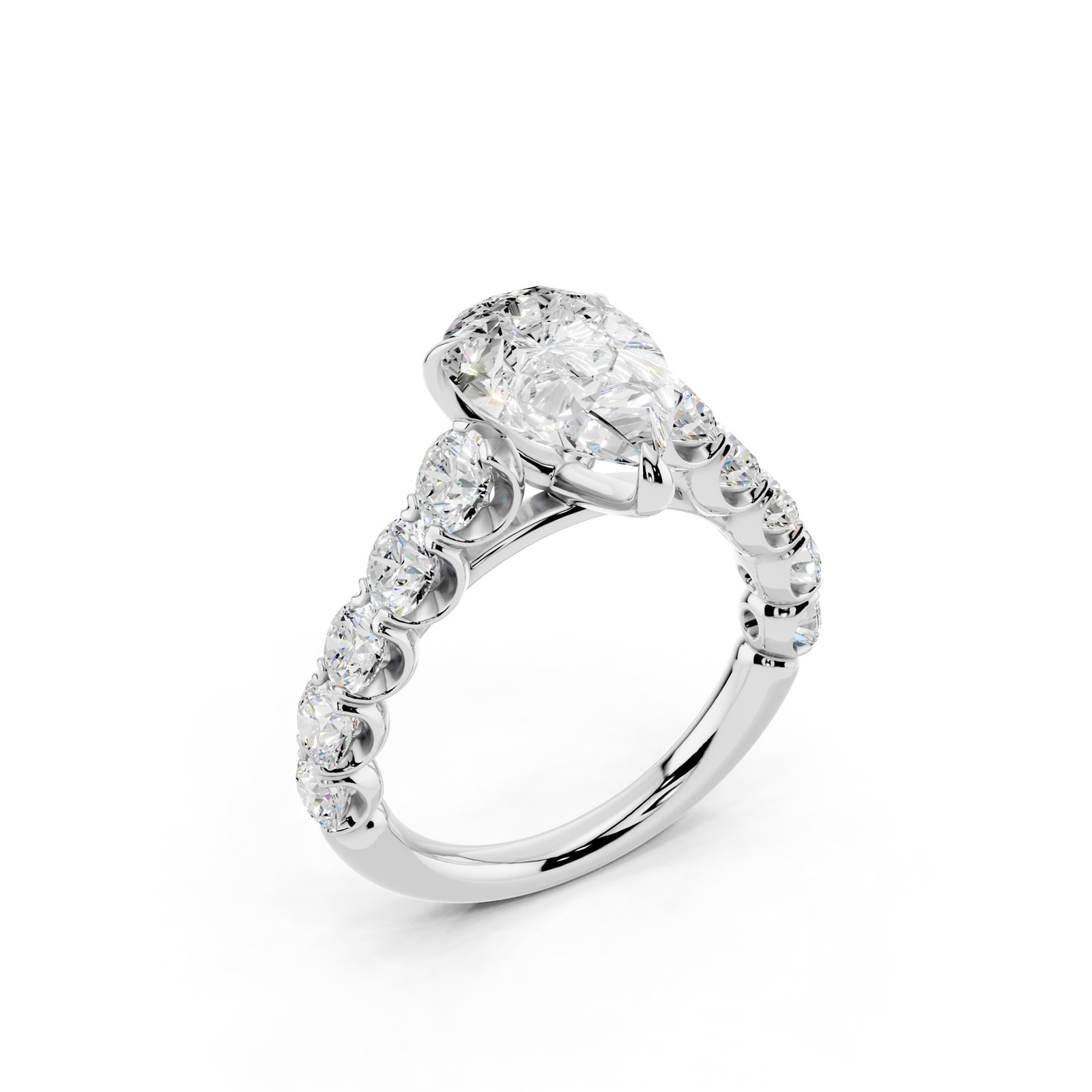 WOS Platinum 2.50cttw Diamond Pear Cut Engagement Ring - Ring Size 4