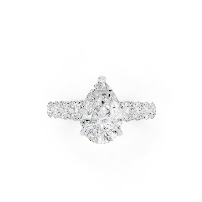 WOS Platinum 2.50cttw Diamond Pear Cut Engagement Ring - Ring Size 4
