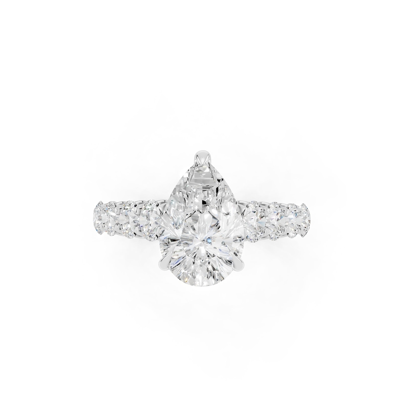 WOS Platinum 2.50cttw Diamond Pear Cut Engagement Ring - Ring Size 4