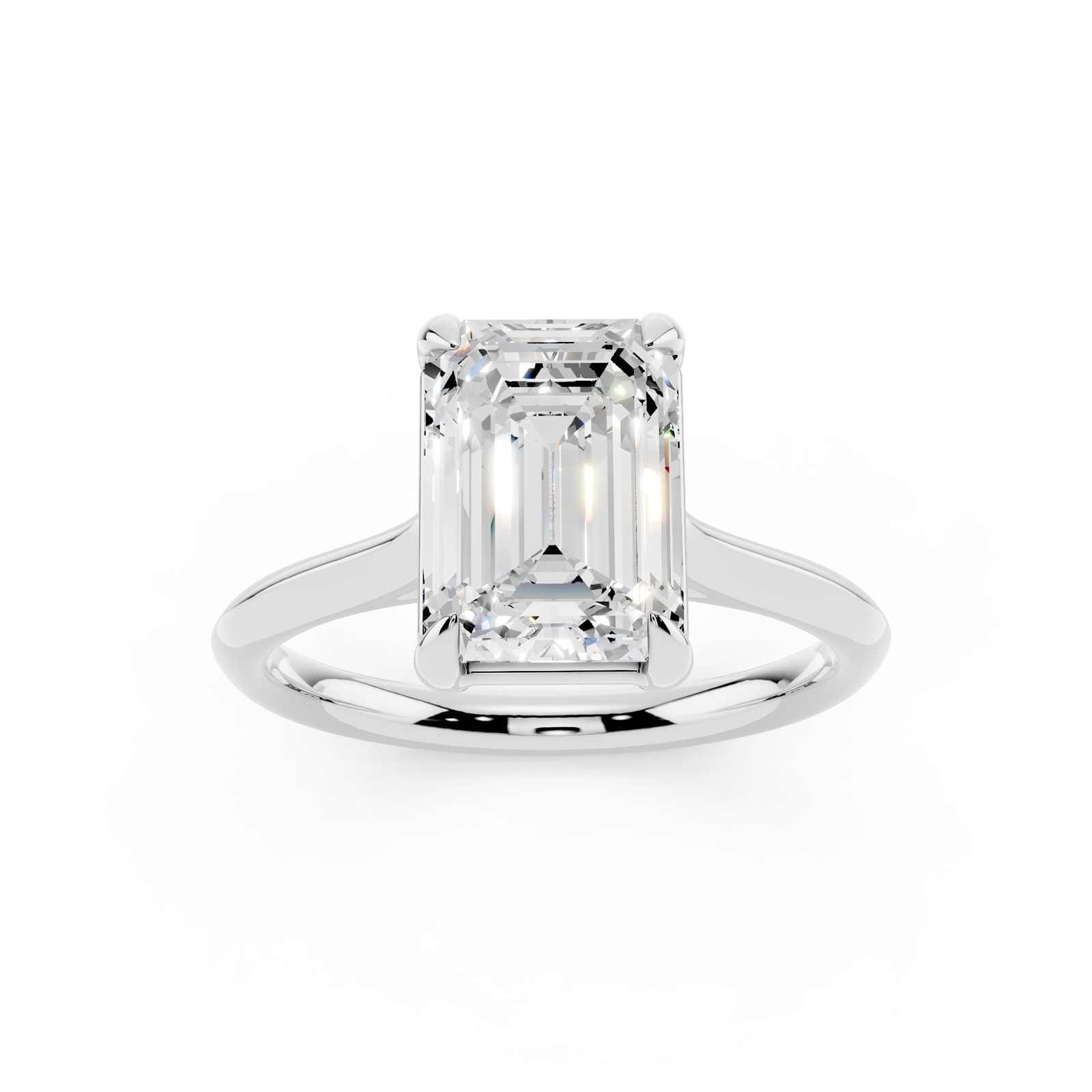 WOS Platinum 2.50cttw Diamond Emerald Cut Solitaire Engagement Ring