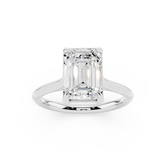 WOS Platinum 2.50cttw Diamond Emerald Cut Solitaire Engagement Ring