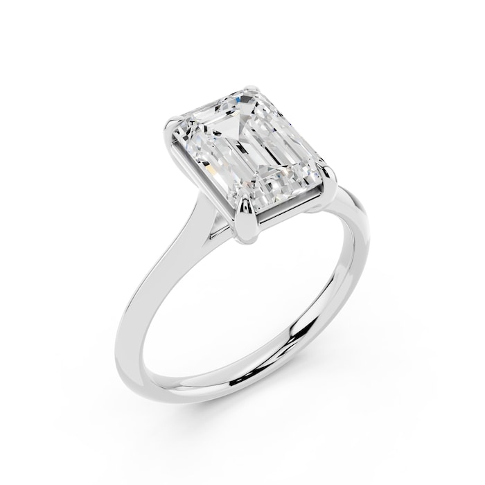 WOS Platinum 2.50cttw Diamond Emerald Cut Solitaire Engagement Ring
