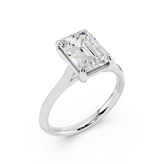 WOS Platinum 2.50cttw Diamond Emerald Cut Solitaire Engagement Ring