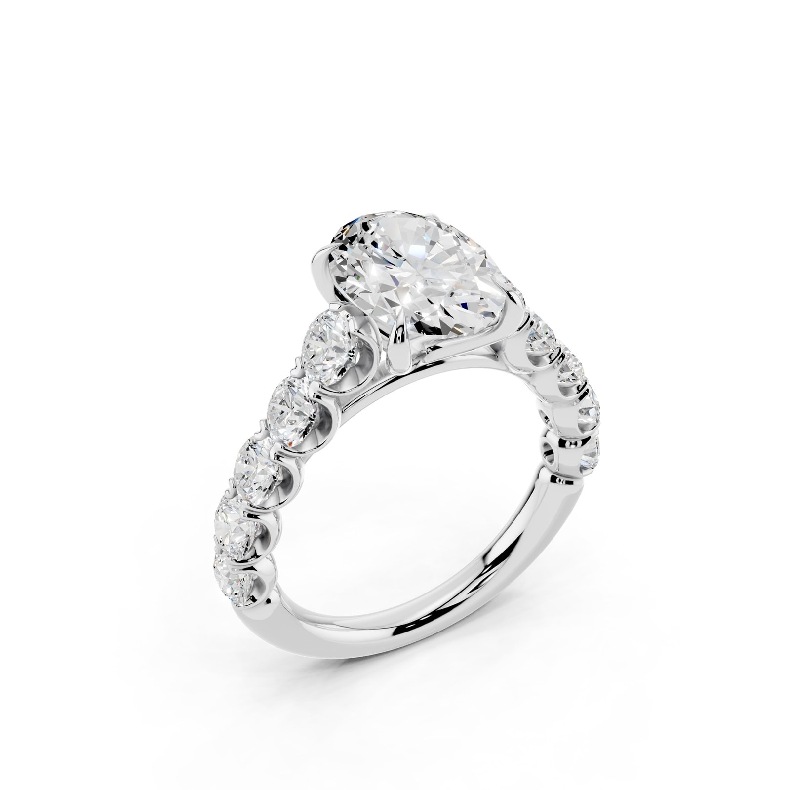 WOS Platinum 2.50cttw Diamond Oval Cut Engagement Ring