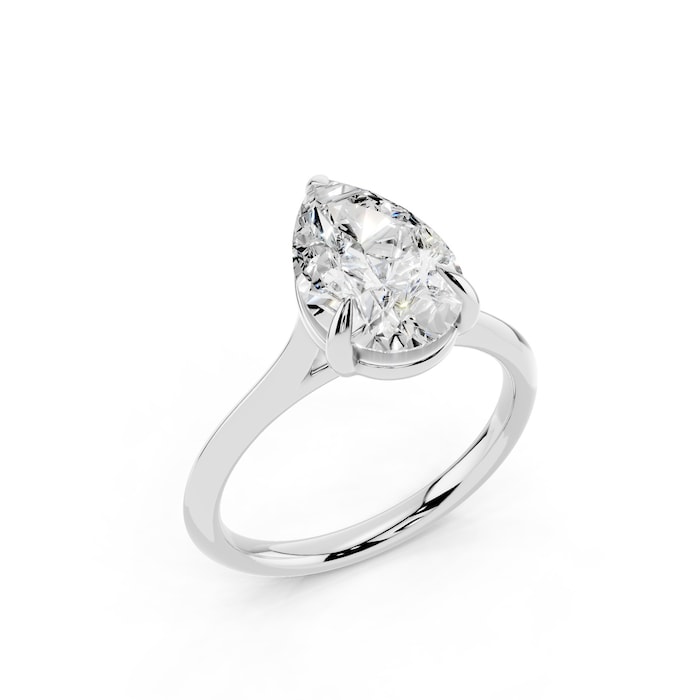 WOS Platinum 2.00cttw Diamond Pear Cut Solitaire Engagement Ring