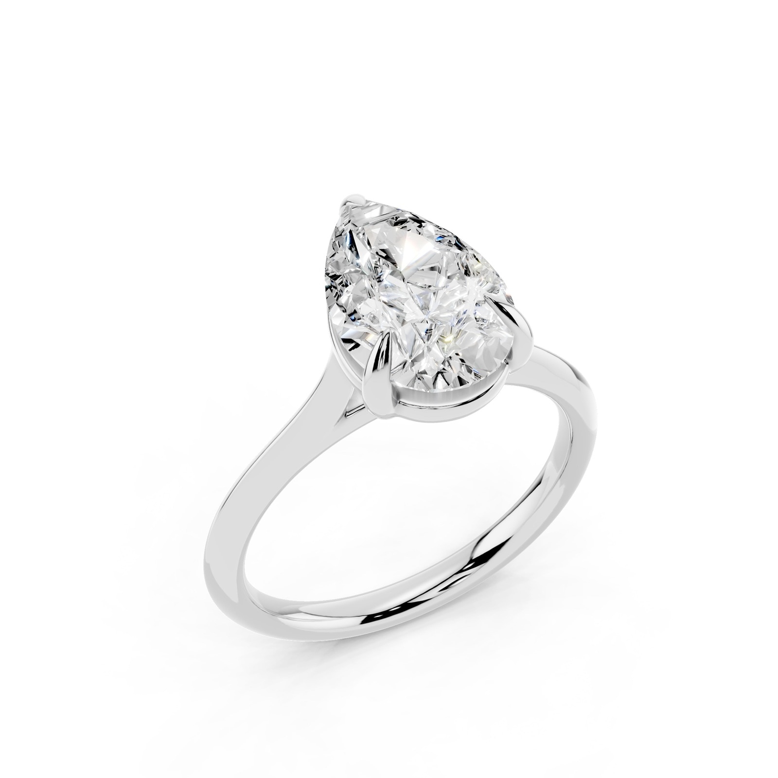 WOS Platinum 2.00cttw Diamond Pear Cut Solitaire Engagement Ring