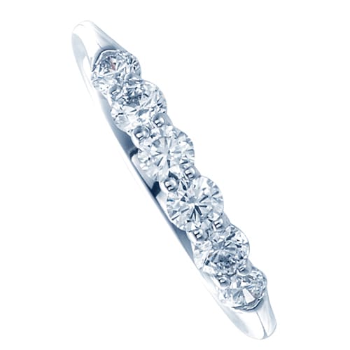 JB Star Platinum 0.70cttw 6 Stone Diamond Band -Ring Size 6.5