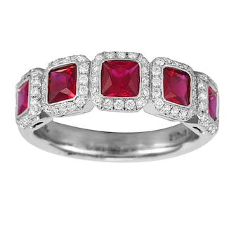 Mayors Platinum 0.30ct Diamond & Ruby Eternity Ring - Ring Size 6.5 Mayors Platinum 0.30ct Diamond & Ruby Eternity Ring - Ring Size 6.5