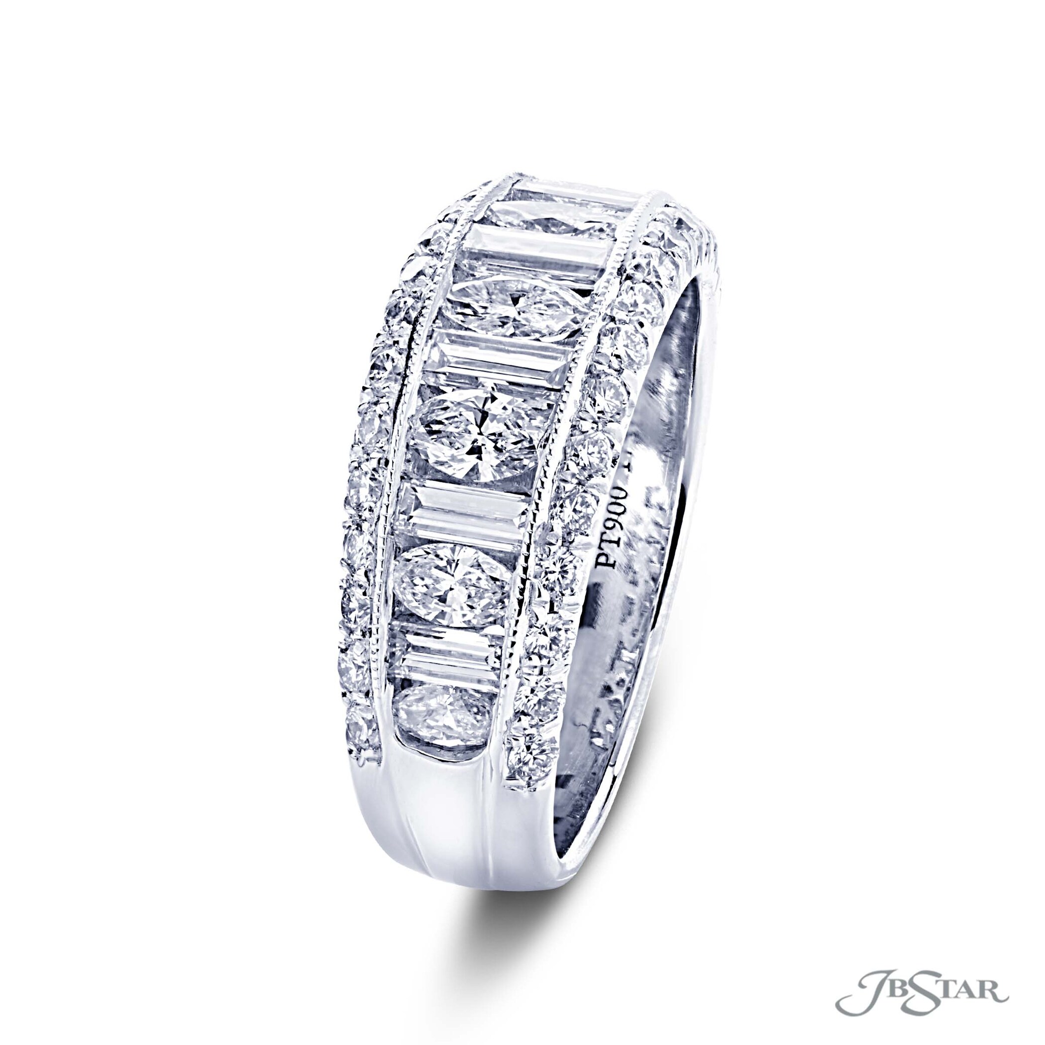 JB Star Platinum 1.61cttw Mixed Cut 3 Row Diamond Band -Ring Size 6.5