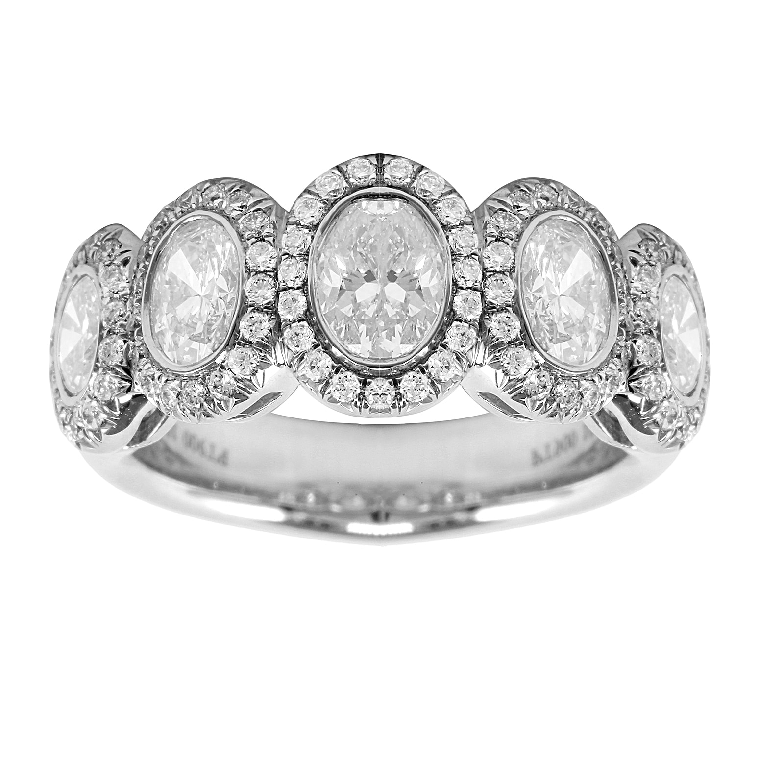 Mayors Platinum 1.66ct Oval Bezel Eternity Ring  - Ring Size 6.5