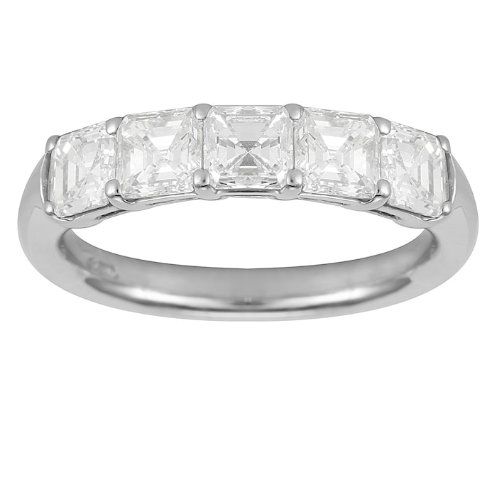 Mayors Platinum 1.88ct Asscher Cut Diamond Eternity Ring - Ring Size 6.5