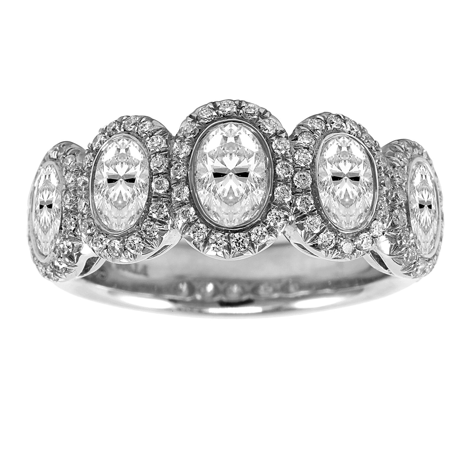 Mayors Platinum 2.12ct Oval Bezel Eternity Ring  - Ring Size 6