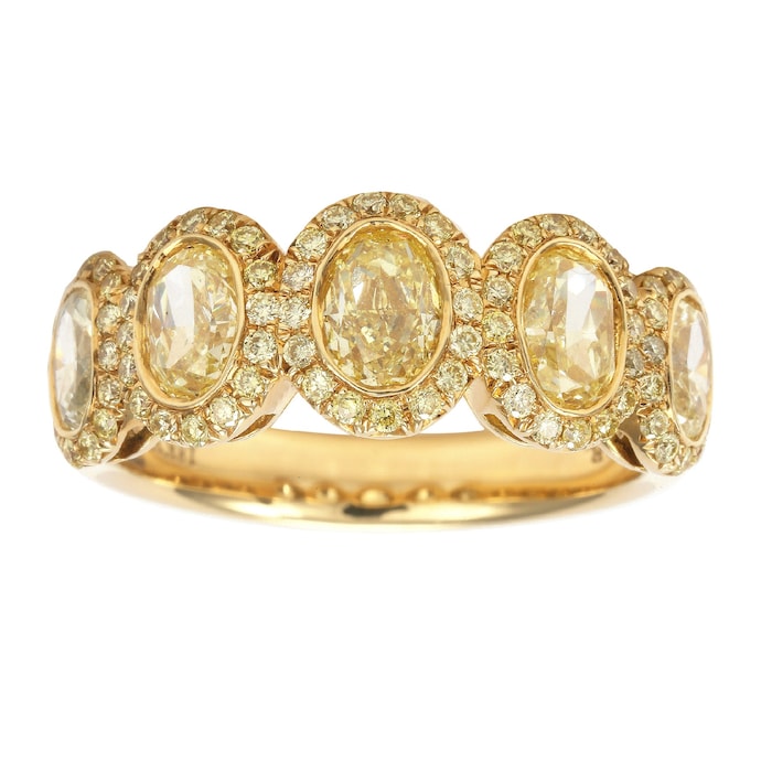 Mappin & Webb 18ct Yellow Gold 1.84ct Oval Bezel Eternity Ring - Size L.5