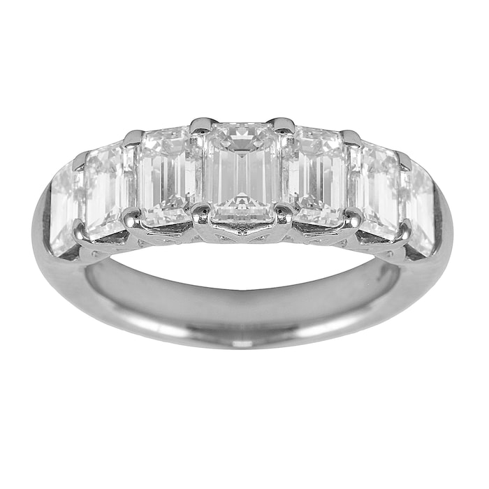 Mappin & Webb Platinum 2.46ct Emerald Cut Eternity Ring - Size M