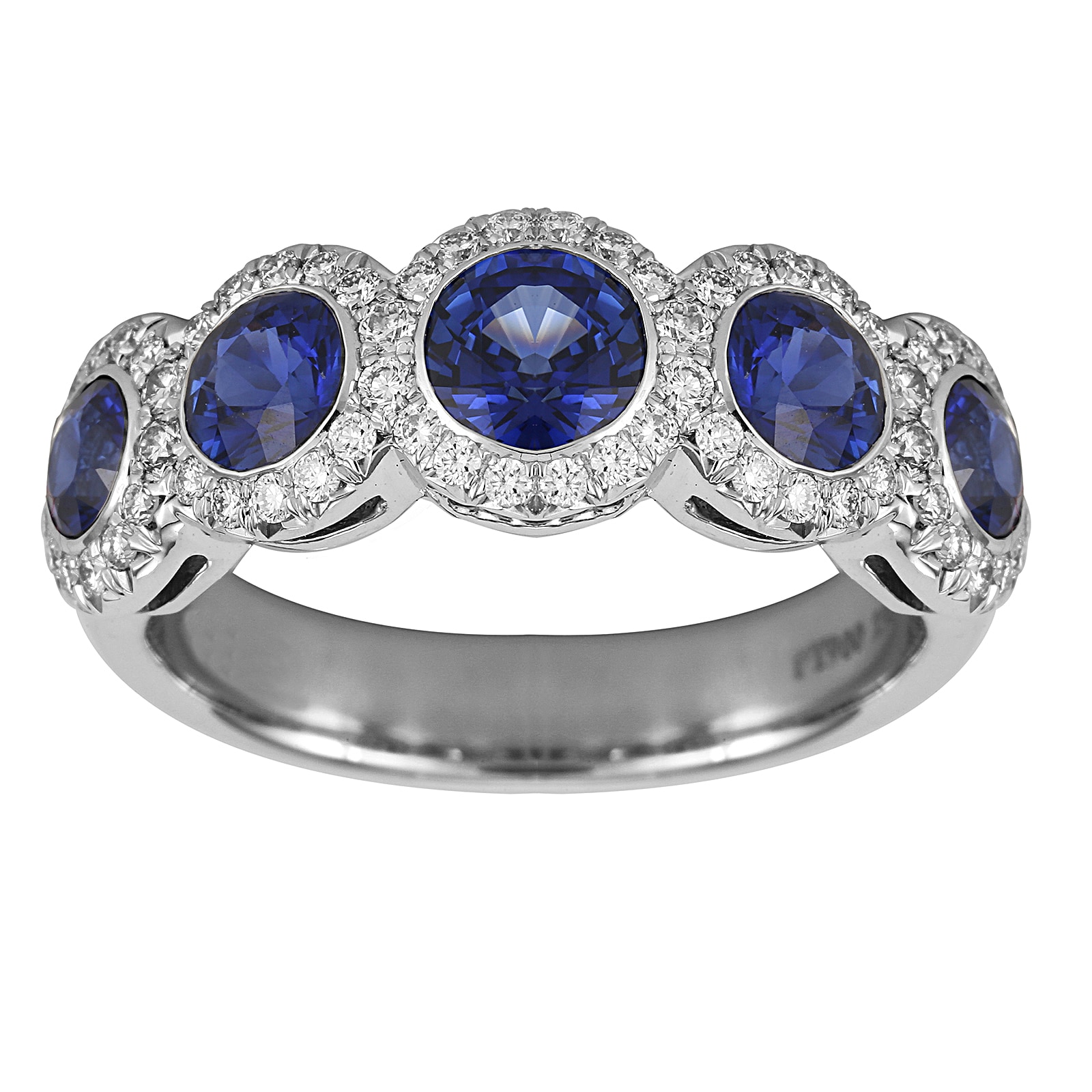 Mayors Platinum 0.44ct Diamond & Sapphire Eternity Ring - Ring Size 6.5
