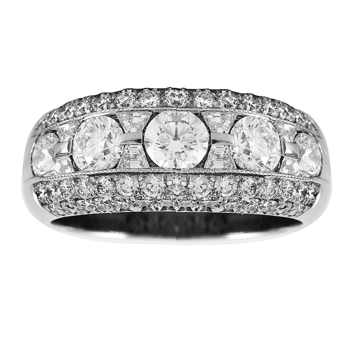 Mayors Platinum 2.50ct 3 Row Diamond Eternity Ring