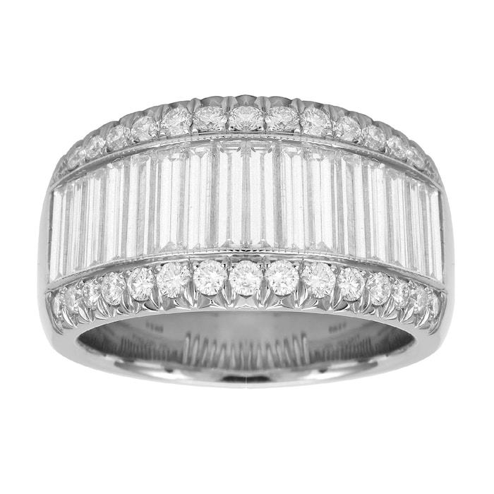 Mappin & Webb Platinum 2.88ct 3 Row Diamond Baguette Cut Eternity Ring - Size L