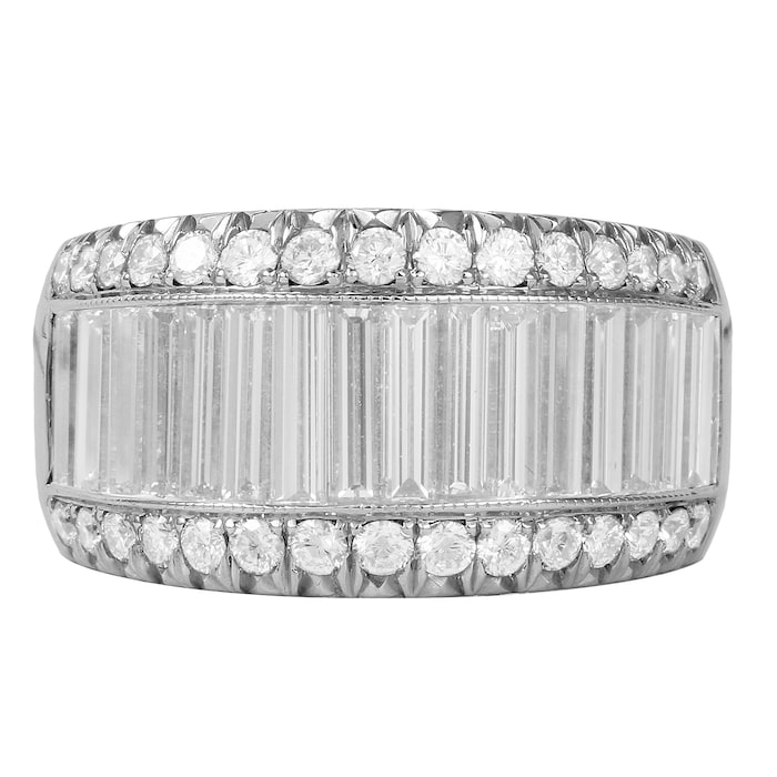 Mappin & Webb Platinum 2.88ct 3 Row Diamond Baguette Cut Eternity Ring - Size L