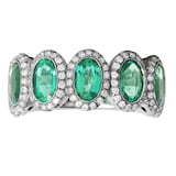 Mappin & Webb Platinum 0.53ct Diamond & Emerald Eternity Ring - Size M.5