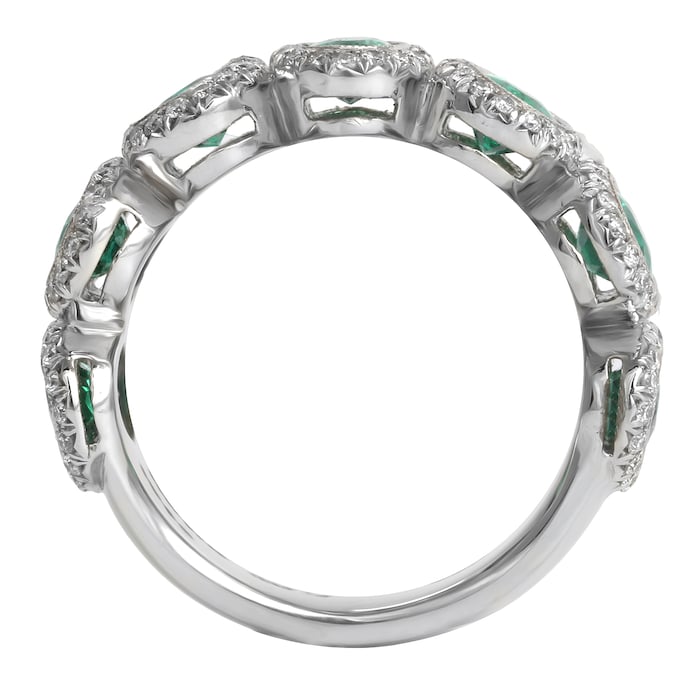 Mappin & Webb Platinum 0.53ct Diamond & Emerald Eternity Ring - Size M.5