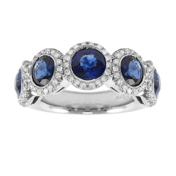 Mappin & Webb Platinum 0.41ct Diamond & Sapphire Eternity Ring - Size M