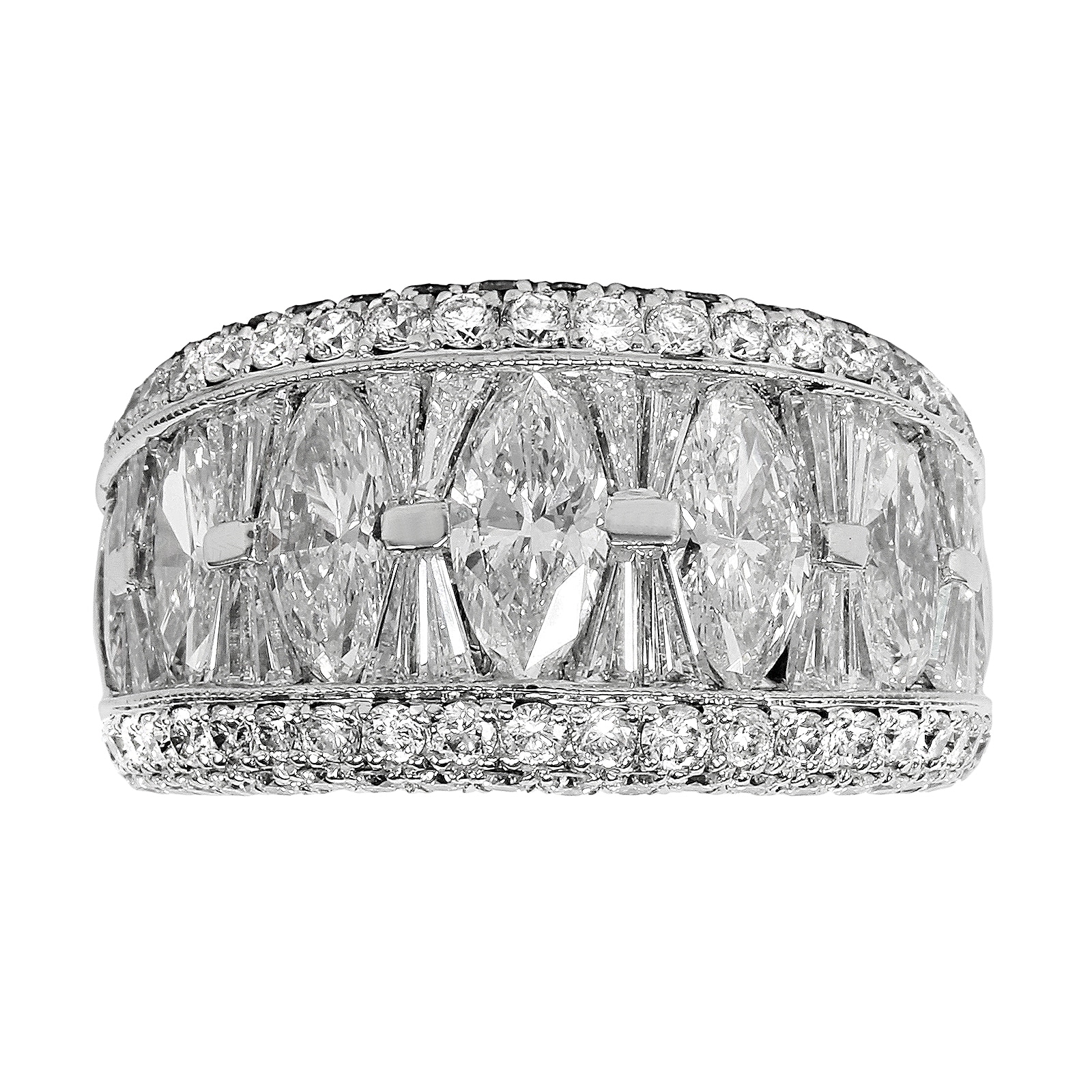 Mappin & Webb Platinum 4.04ct Marquise Cut Eternity Ring - Size M