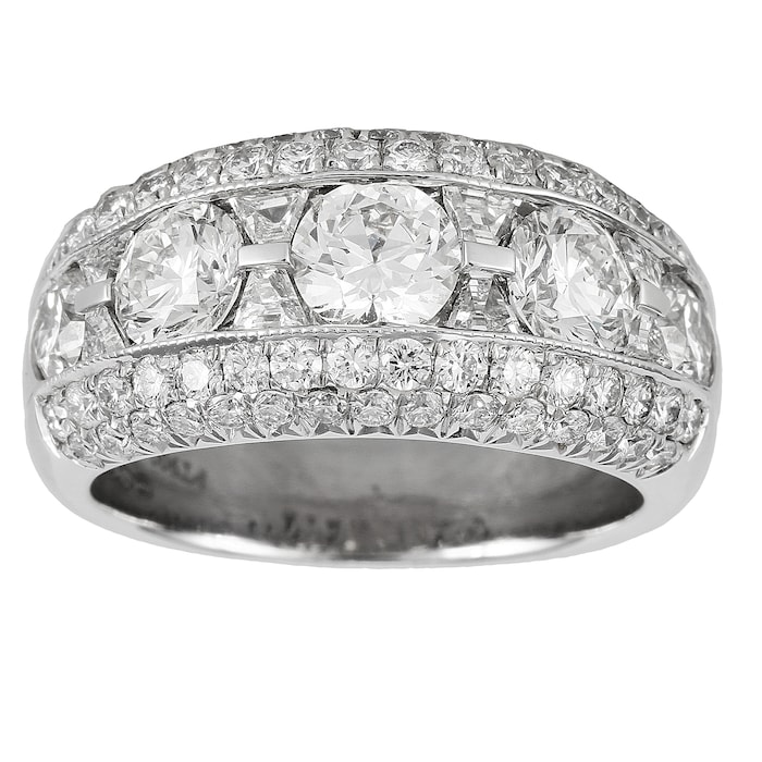 Mayors Platinum 3 Row Diamond Eternity Ring - Ring Size 6