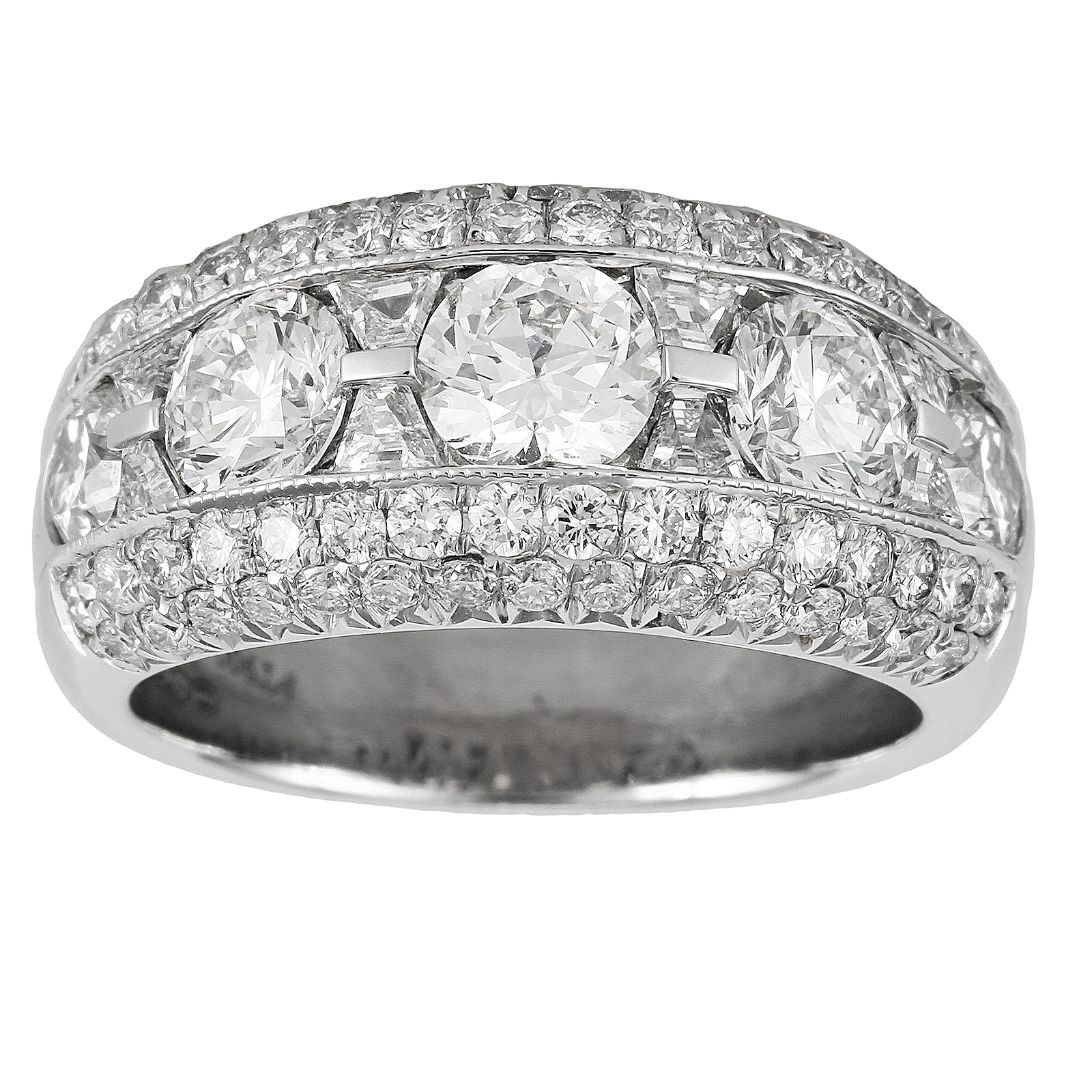 Mayors Platinum 3 Row Diamond Eternity Ring - Ring Size 6