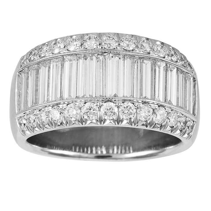 Mappin & Webb Platinum 2.15ct 3 Row Diamond Baguette Cut Eternity Ring - Size L